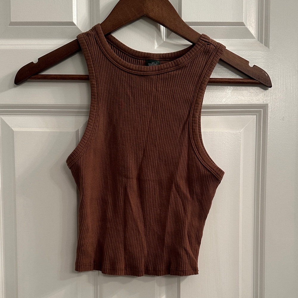 Wild Fable Chocolate Ribbed Crop Top